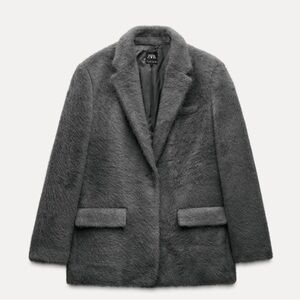 Zara Gray Faux Fur blazer